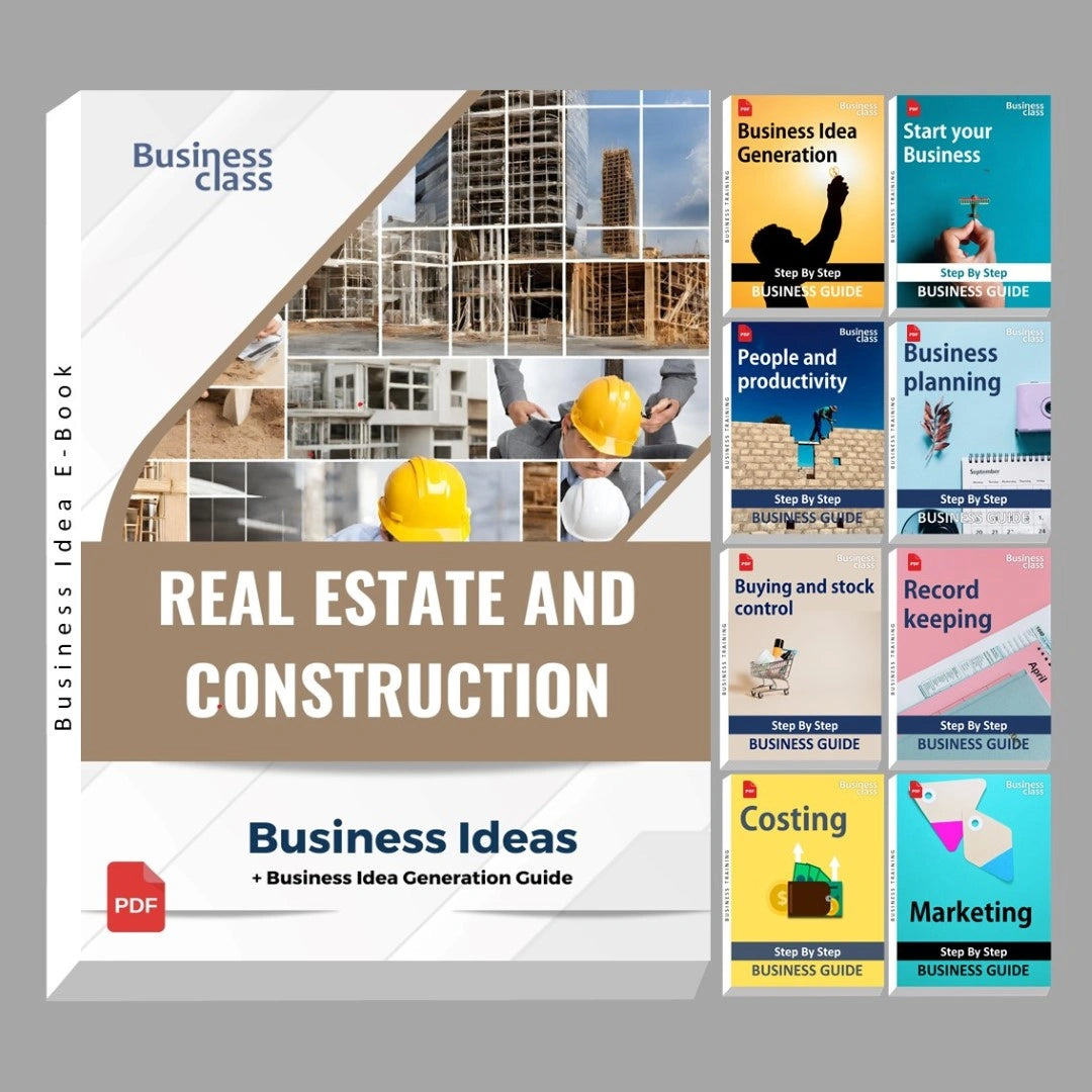 Real estate and construction industry business ideas book with business training guide bundle
