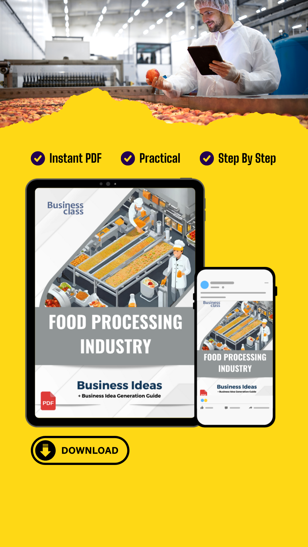 Food processing industry business ideas book with business training guide bundle