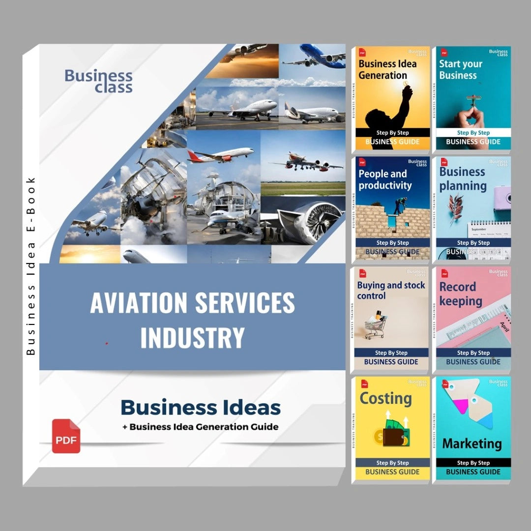 Aviation services industry business ideas book with business training guide bundle