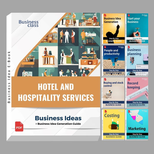 Hotel and hospitality services industry business ideas book with business training guide bundle