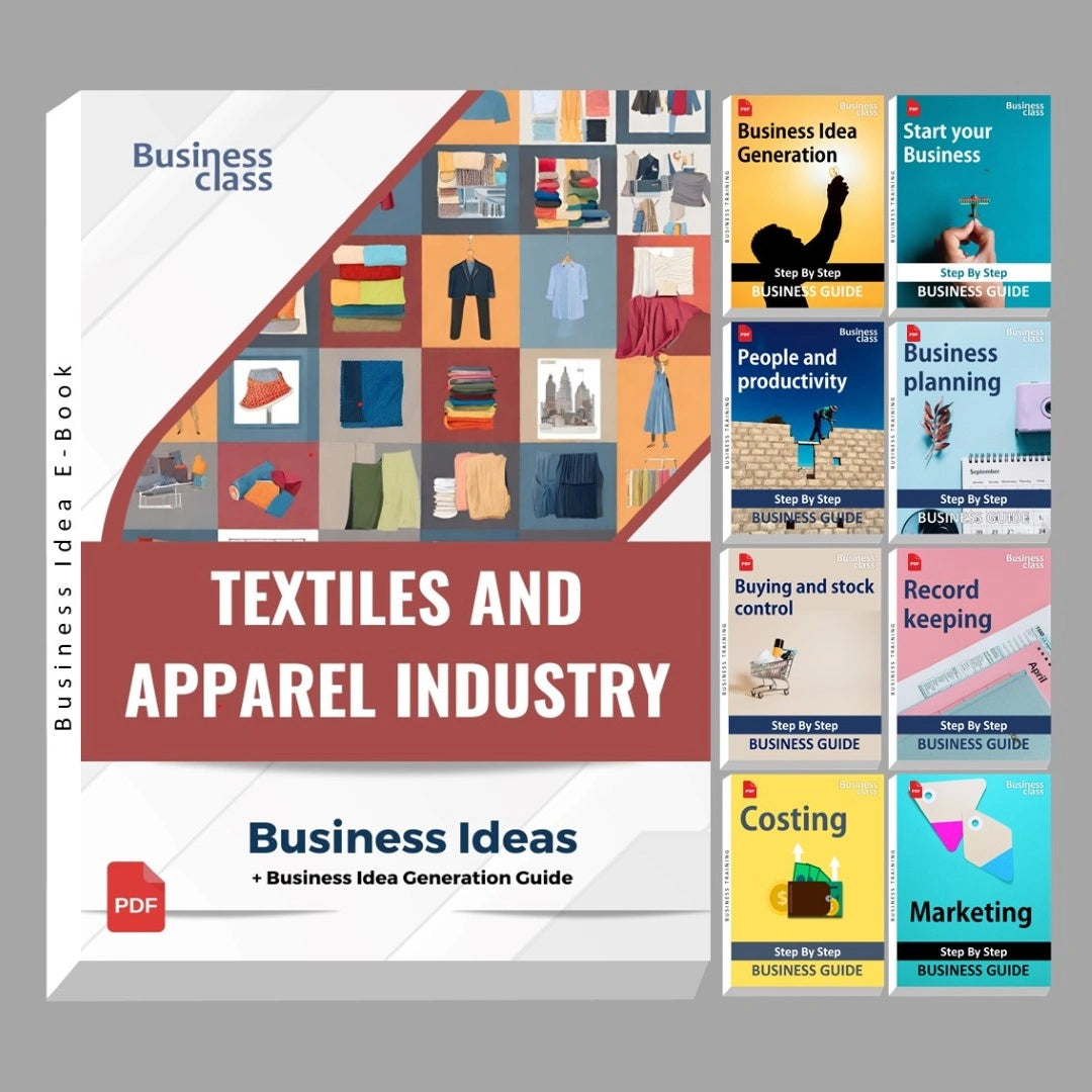 Textiles and apparel industry business ideas book with business training guide bundle