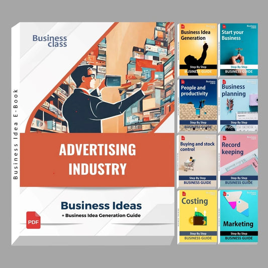 Advertising Industry business ideas book with business training guide bundle