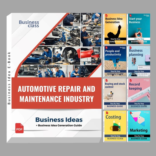 Automotive repair and maintenance industry business ideas book with business training guide bundle