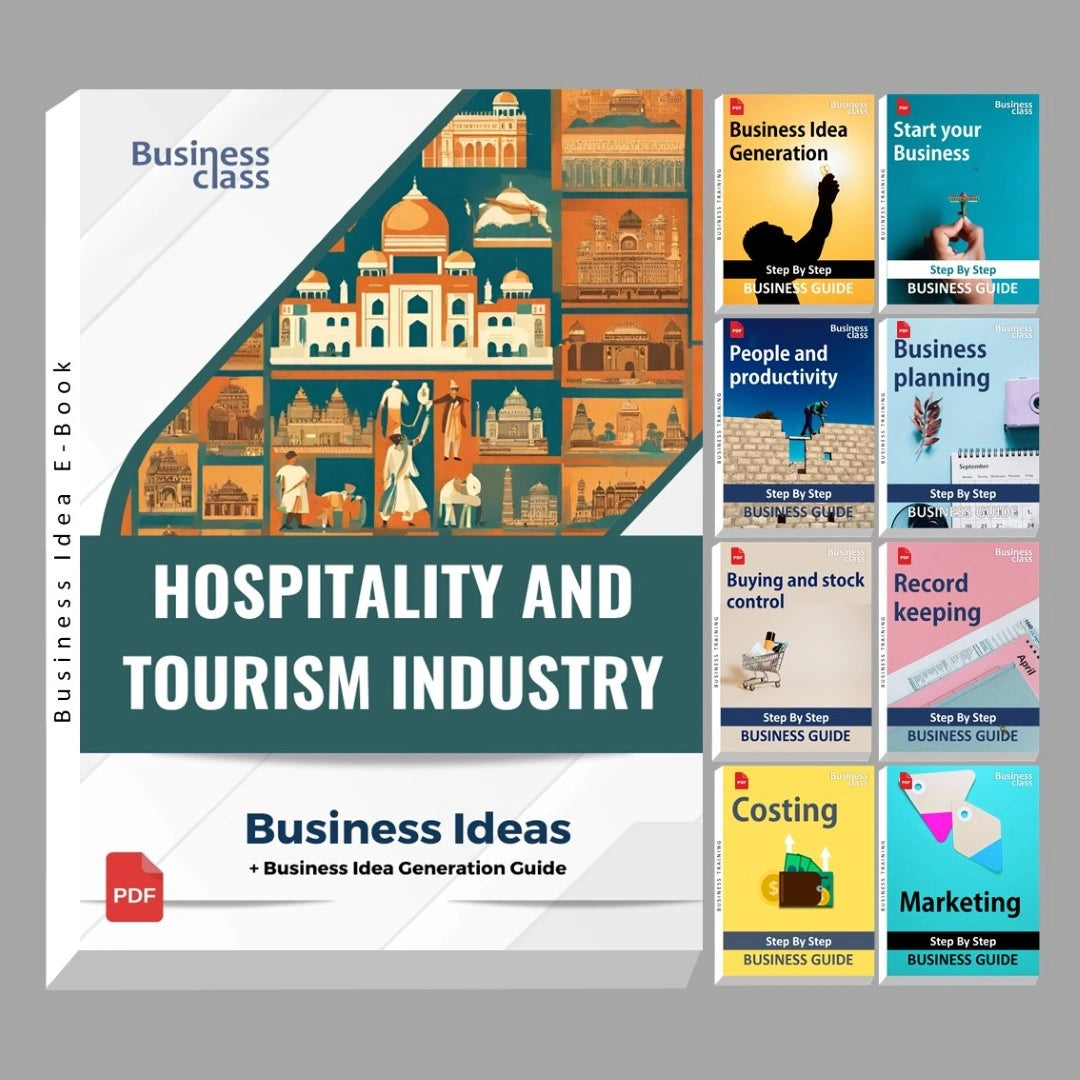 Hospitality and tourism industry business ideas book with business training guide bundle
