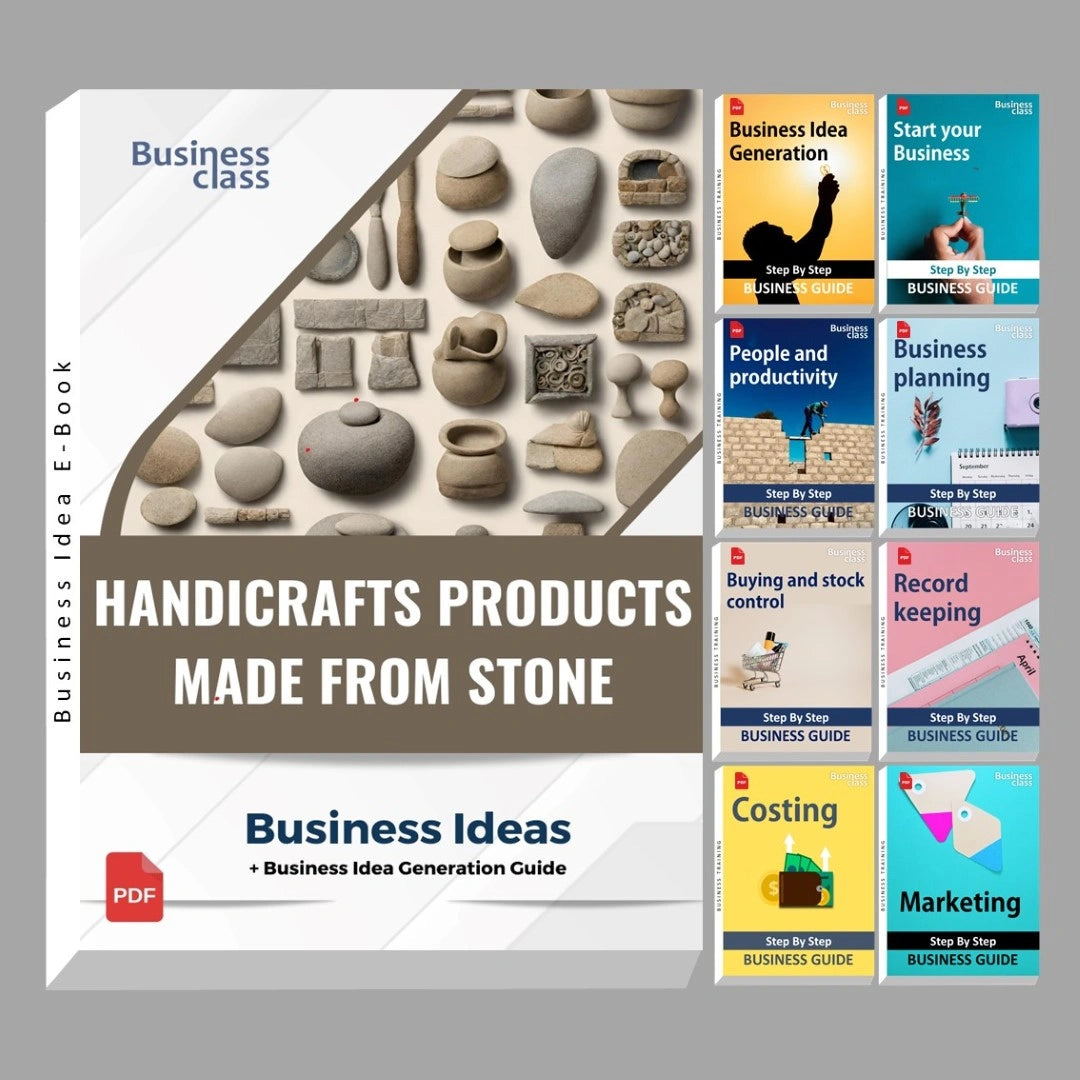 Handicrafts products made from stone business ideas book with business training guide bundle